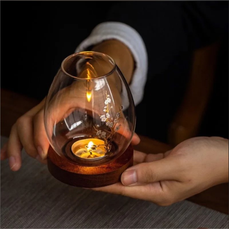 Home Decor Zen - Suporte de vela de vidro transparente
