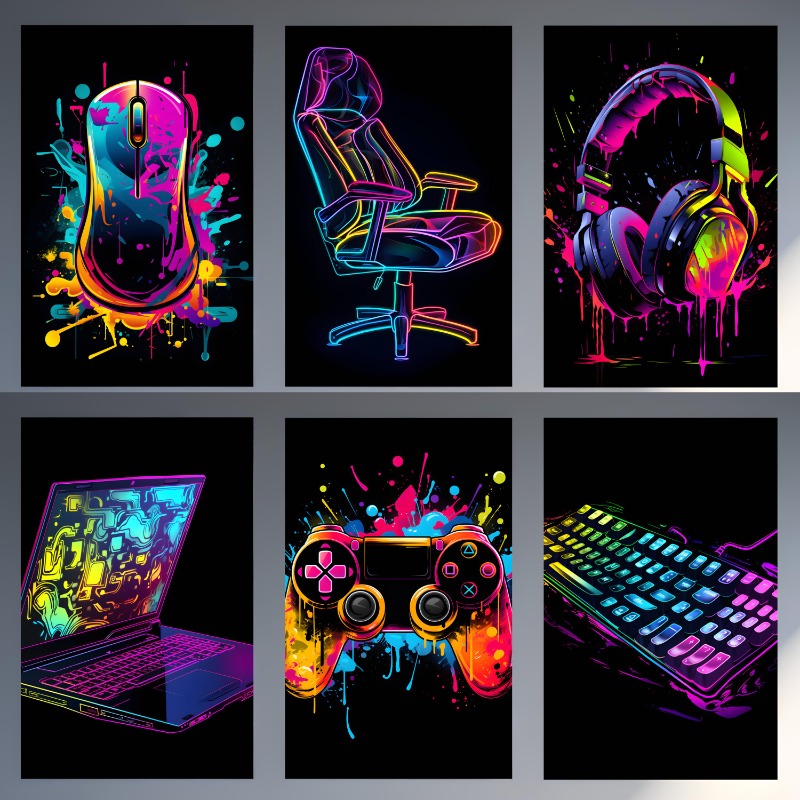 Home Decor Xbox Games - Cartazes de videogame neon aquarela, xbox,