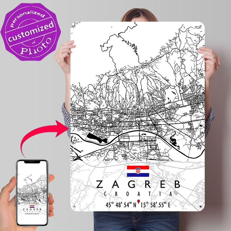 Mapa de Zagreb Croácia em Meta - Home Decor Zagreb avaliação e preço