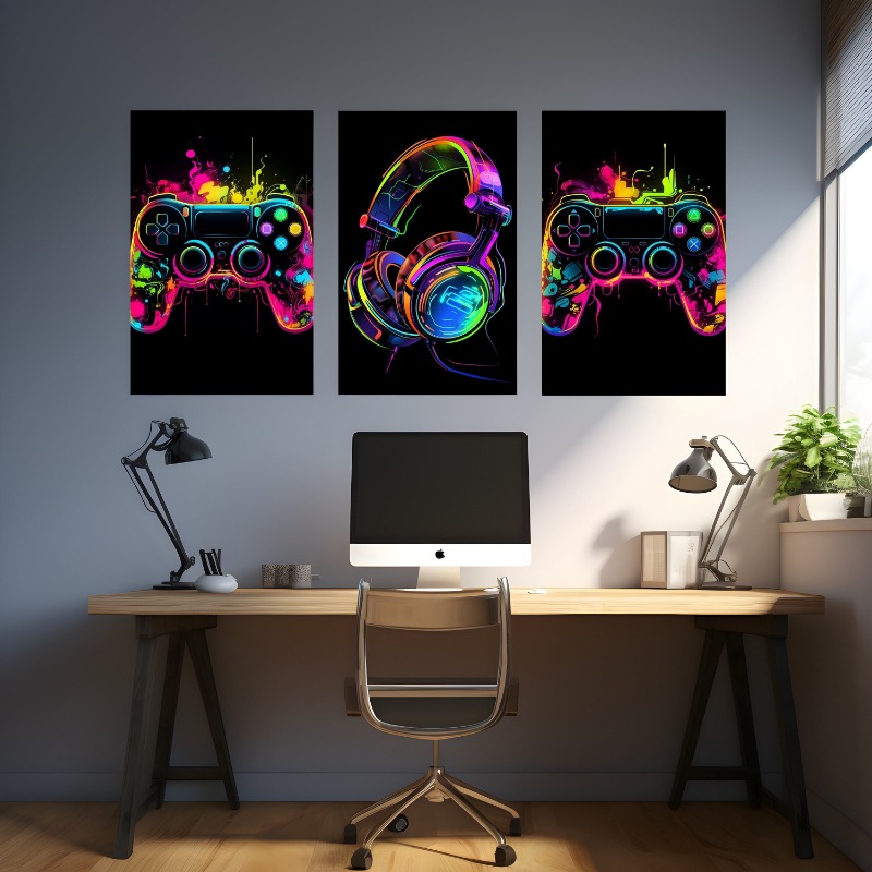 Cartazes de videogame neon aqu - Home Decor Xbox Games avaliação e preço